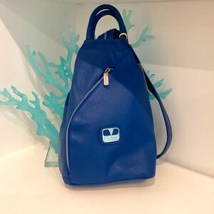 NWT VALENTINA BLUE GENUINE LEATHER MADE IN ITALY BAG BACKPACK